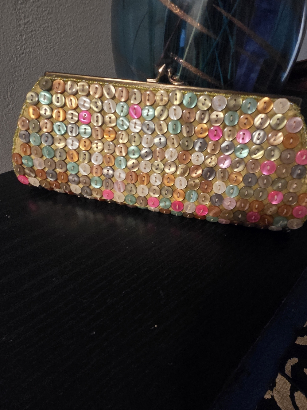 Multicolor Sequin Button Clutch Wristlet - Evening Statement Bag